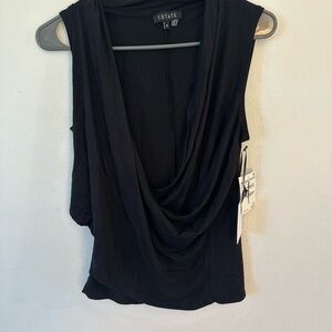 1 State NWT Women's Black Drape Top